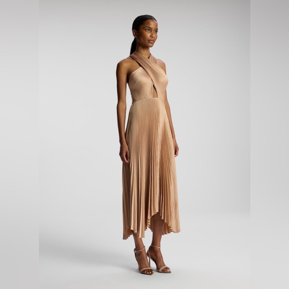 A.L.C. Athena II Halter Satin Pleated Dress, Size 2, BRAND NEW, $695 - Picture 6 of 12